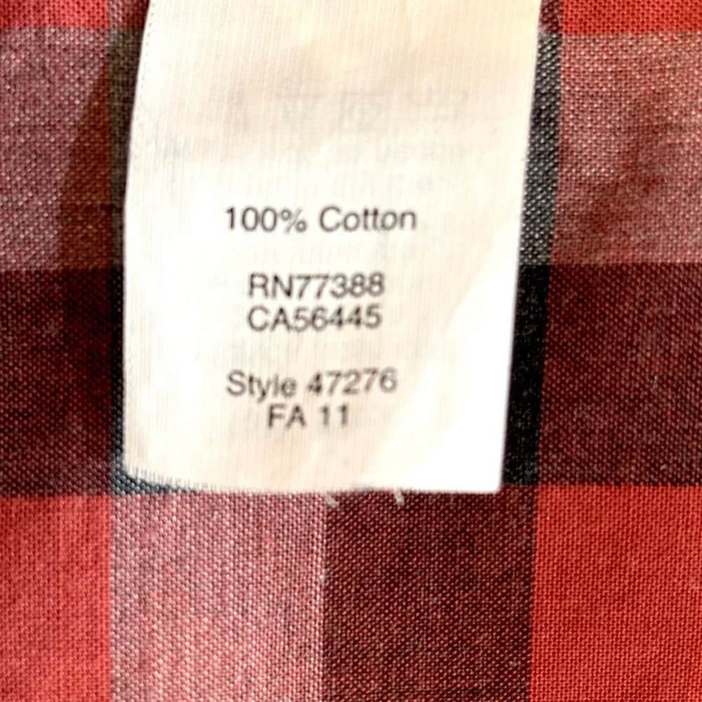 J.Crew 2-Ply Cotton Button Down Shirt Red Gray Black Check Plaid Long Sleeve L